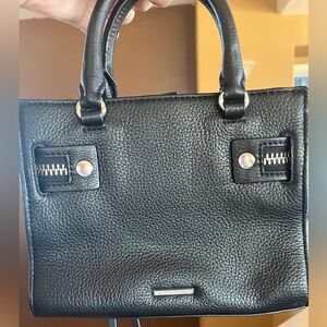 Rebecca Minkoff Small Geneva Satchel in black pebbled leather